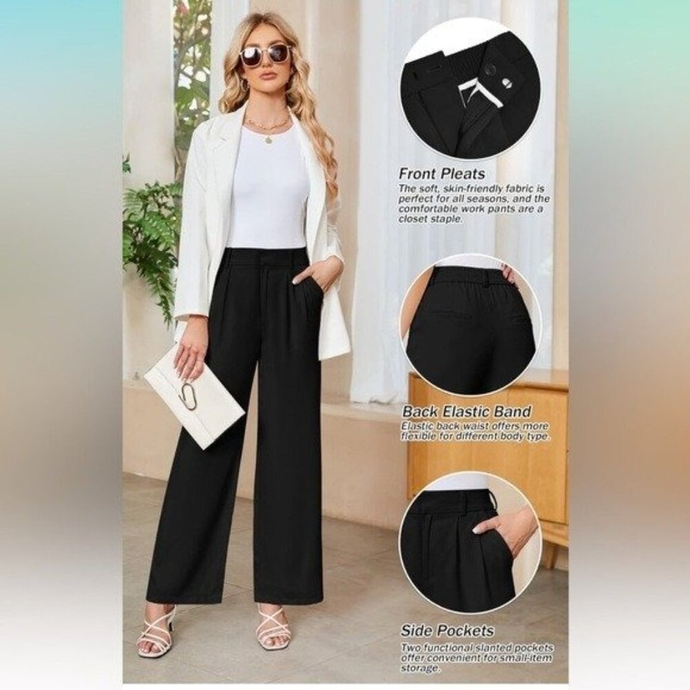 NWT Sarin Mathews High Waisted black Wide Leg Pants, Wmns large (bin M) - Picture 5 of 10